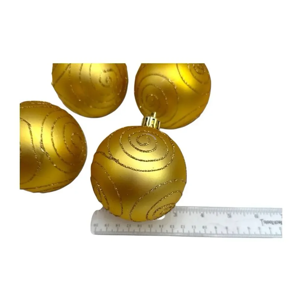 Red Gold Glitter‎ Christmas Ornaments 9 Ct Christmas Shatterproof Plastic EUC